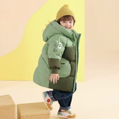 Thick mid-length boys kids puffer jackets
