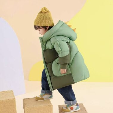 Thick mid-length boys kids puffer jackets