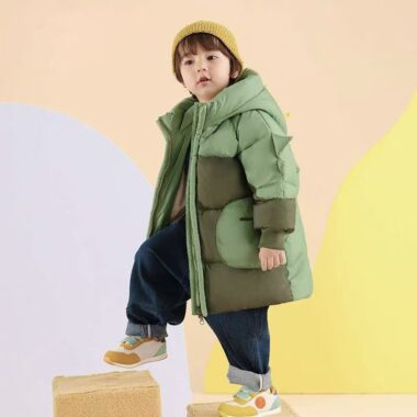 Thick mid-length boys kids puffer jackets