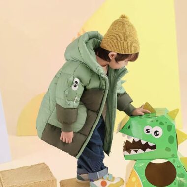 Thick mid-length boys kids puffer jackets