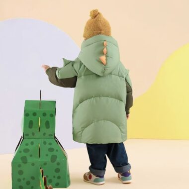 Thick mid-length boys kids puffer jackets