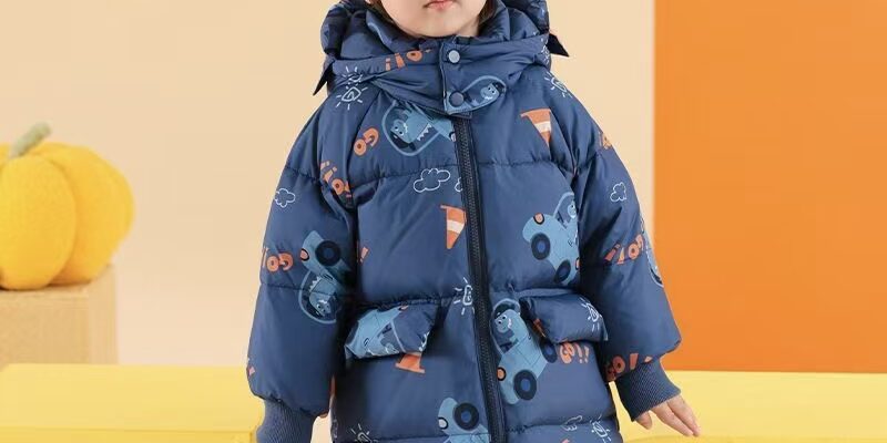 Thick mid-length boys kids puffer jackets