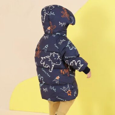 Thick mid-length boys kids puffer jackets