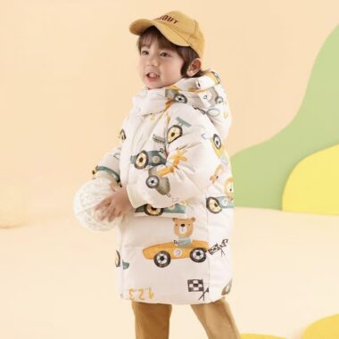 Thick mid-length boys kids puffer jackets