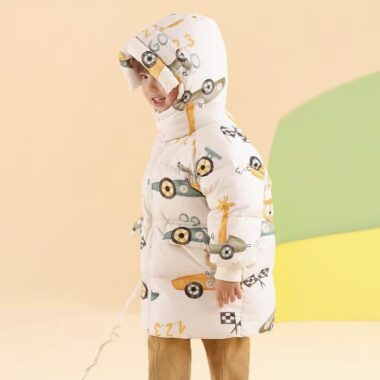 Thick mid-length boys kids puffer jackets