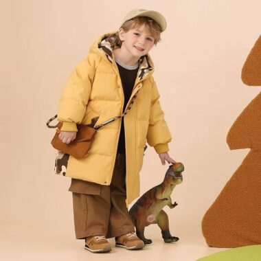 Warm mid-length boys kids puffer jackets