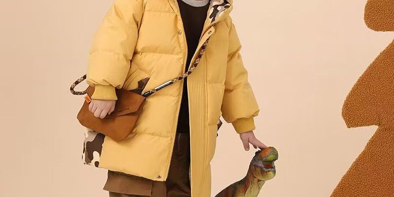Warm mid-length boys kids puffer jackets