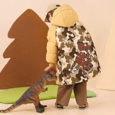 Warm mid-length boys kids puffer jackets