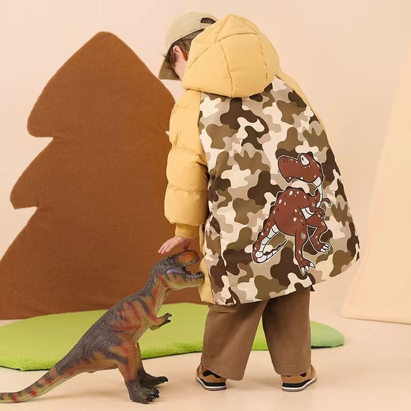 Warm mid-length boys kids puffer jackets