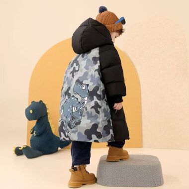Warm mid-length boys kids puffer jackets