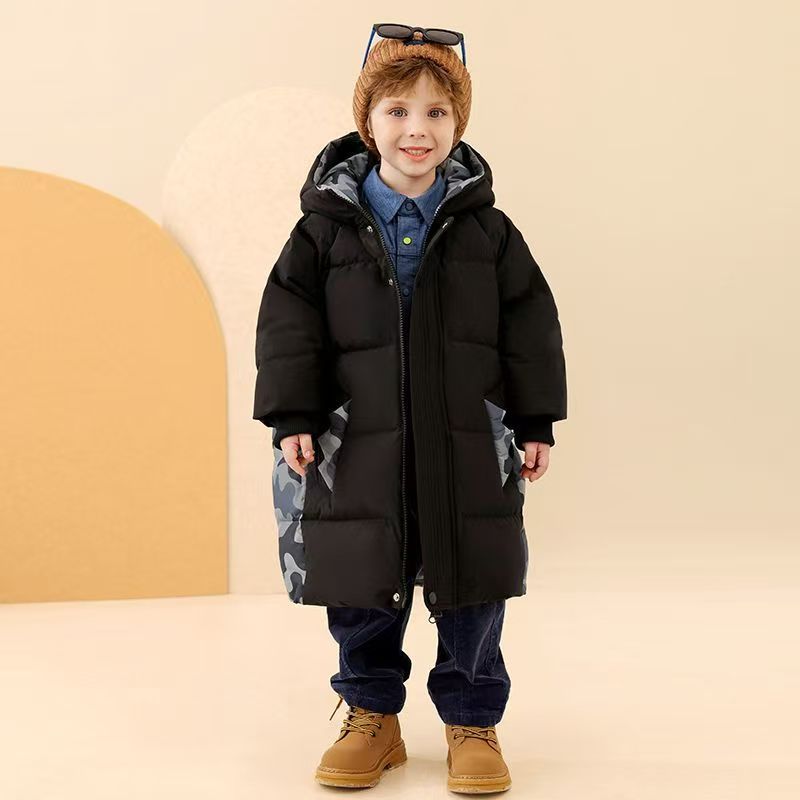Warm mid-length boys kids puffer jackets