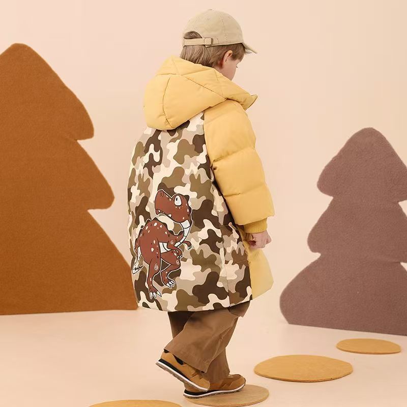 Warm mid-length boys kids puffer jackets