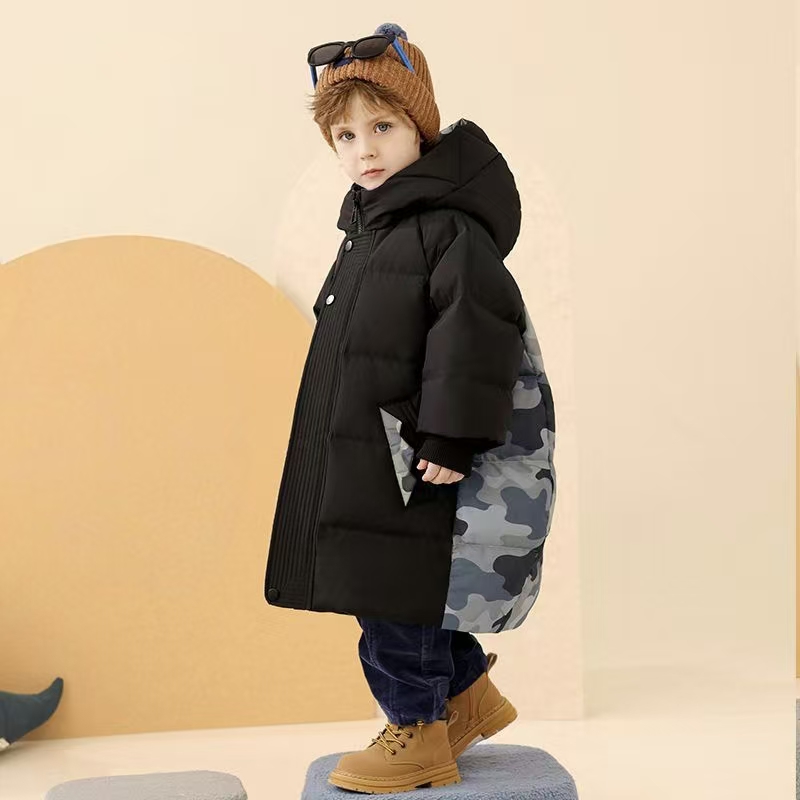 Warm mid-length boys kids puffer jackets
