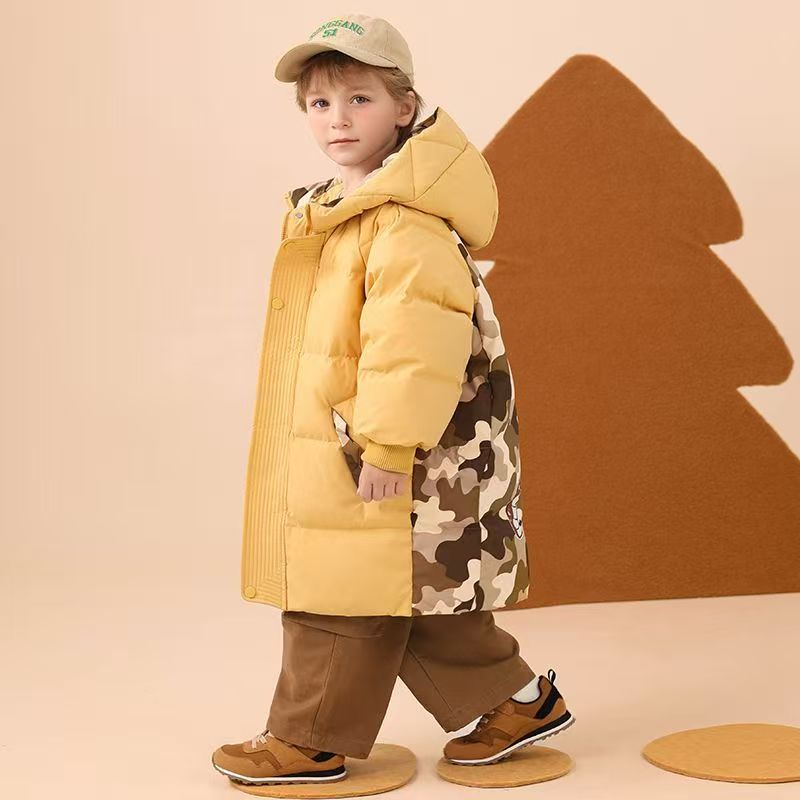 Warm mid-length boys kids puffer jackets