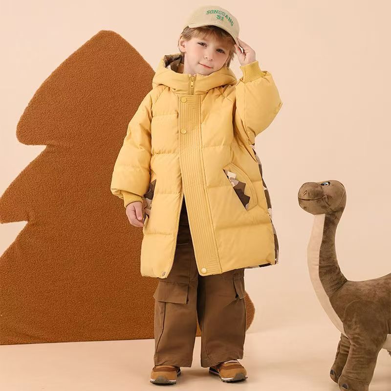Warm mid-length boys kids puffer jackets