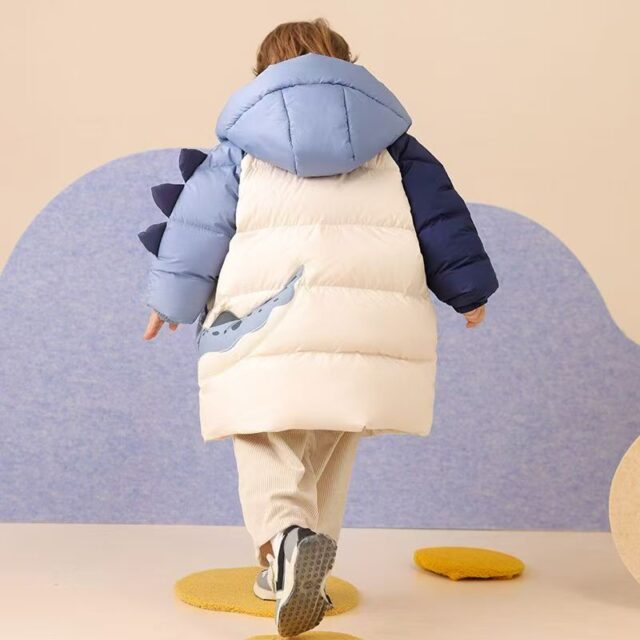 Cartoon mid-length hooded thick warm boys kids puffer jackets