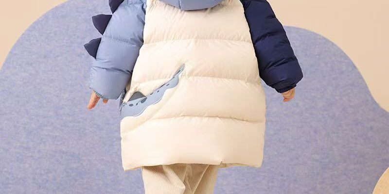 Cartoon mid-length hooded thick warm boys kids puffer jackets