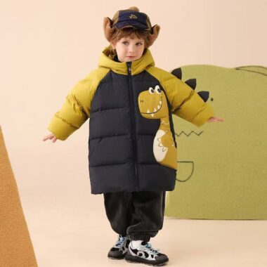 Cartoon mid-length hooded thick warm boys kids puffer jackets