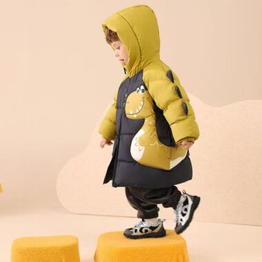 Cartoon mid-length hooded thick warm boys kids puffer jackets