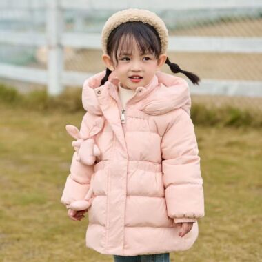 Mid-length fashion thick warm girls kids puffer jackets