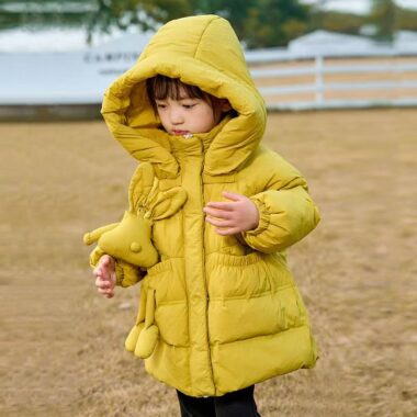 Mid-length fashion thick warm girls kids puffer jackets