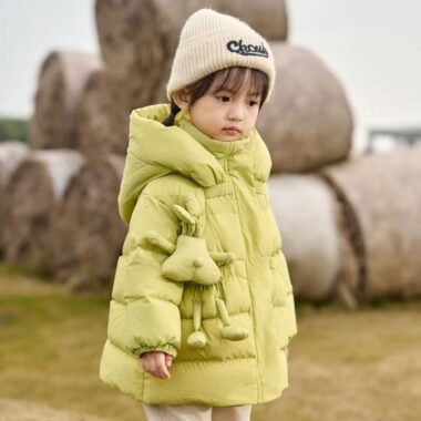Mid-length fashion thick warm girls kids puffer jackets