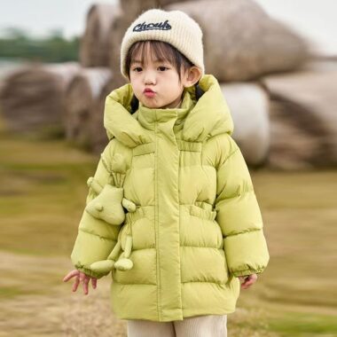 Mid-length fashion thick warm girls kids puffer jackets