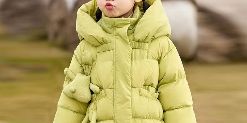 Mid-length fashion thick warm girls kids puffer jackets