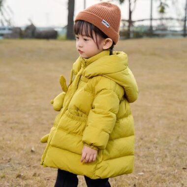 Mid-length fashion thick warm girls kids puffer jackets