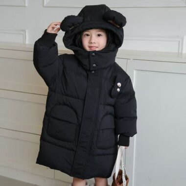 Winter mid-length thick warm girls kids puffer jacket