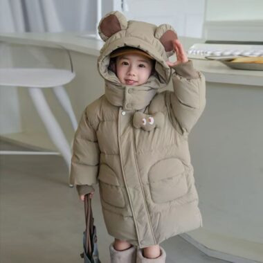 Winter mid-length thick warm girls kids puffer jacket