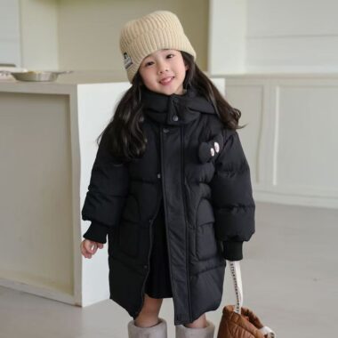 Winter mid-length thick warm girls kids puffer jacket