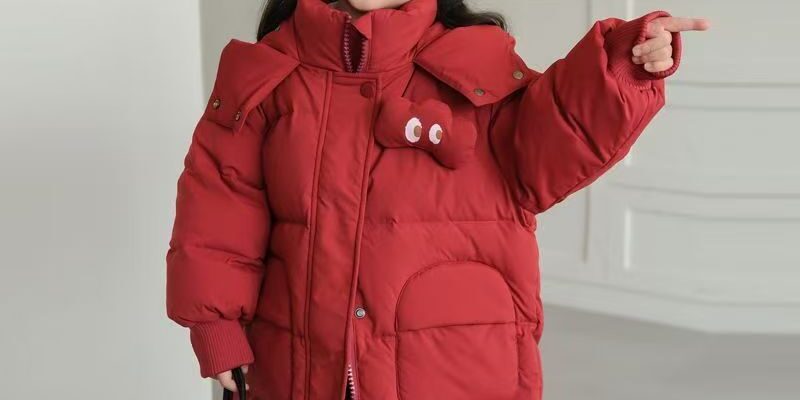 Winter mid-length thick warm girls kids puffer jacket