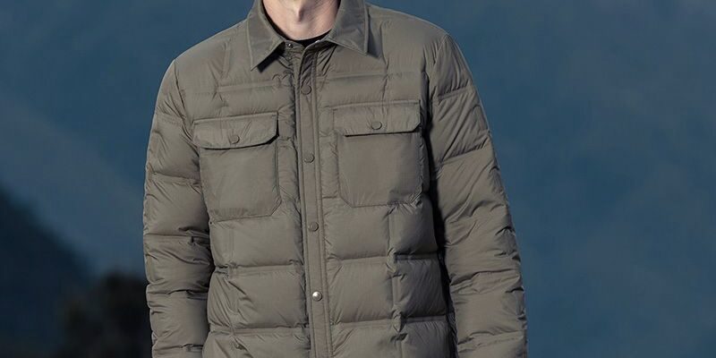 Business lapel shirt style lightweight warm men’s puffer jackets