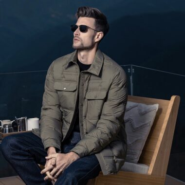 Business lapel shirt style lightweight warm men’s puffer jackets