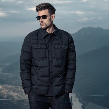 Business lapel shirt style lightweight warm men’s puffer jackets