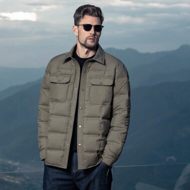 Business lapel shirt style lightweight warm men’s puffer jackets