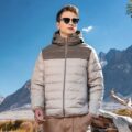 Color block lightweight warm hooded men’s puffer jackets