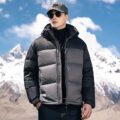 Color contrast hooded warm winter men’s puffer jackets