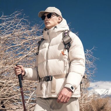 Color contrast hooded warm winter men’s puffer jackets