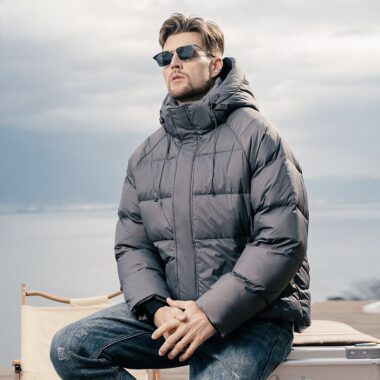 Detachable hood warm winter men’s puffer jackets