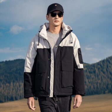 Fashion color block thick winter warm men’s puffer jackets