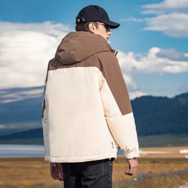 Fashion color block thick winter warm men’s puffer jackets