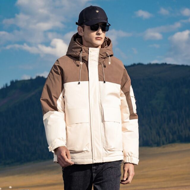 Fashion color block thick winter warm men’s puffer jackets