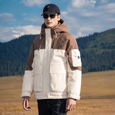 Fashion color block thick winter warm men’s puffer jackets