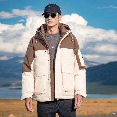 Fashion color block thick winter warm men’s puffer jackets