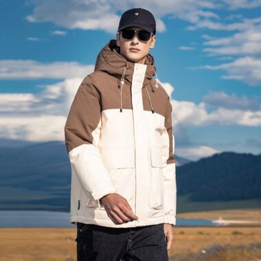 Fashion color block thick winter warm men’s puffer jackets