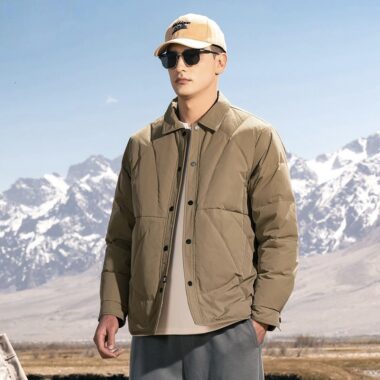 Lightweight short lapel warm fashion men’s puffer jackets