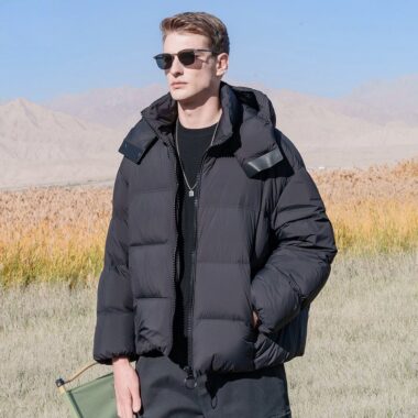 Loose fit fashion short warm men’s puffer jackets