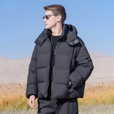 Loose fit fashion short warm men’s puffer jackets